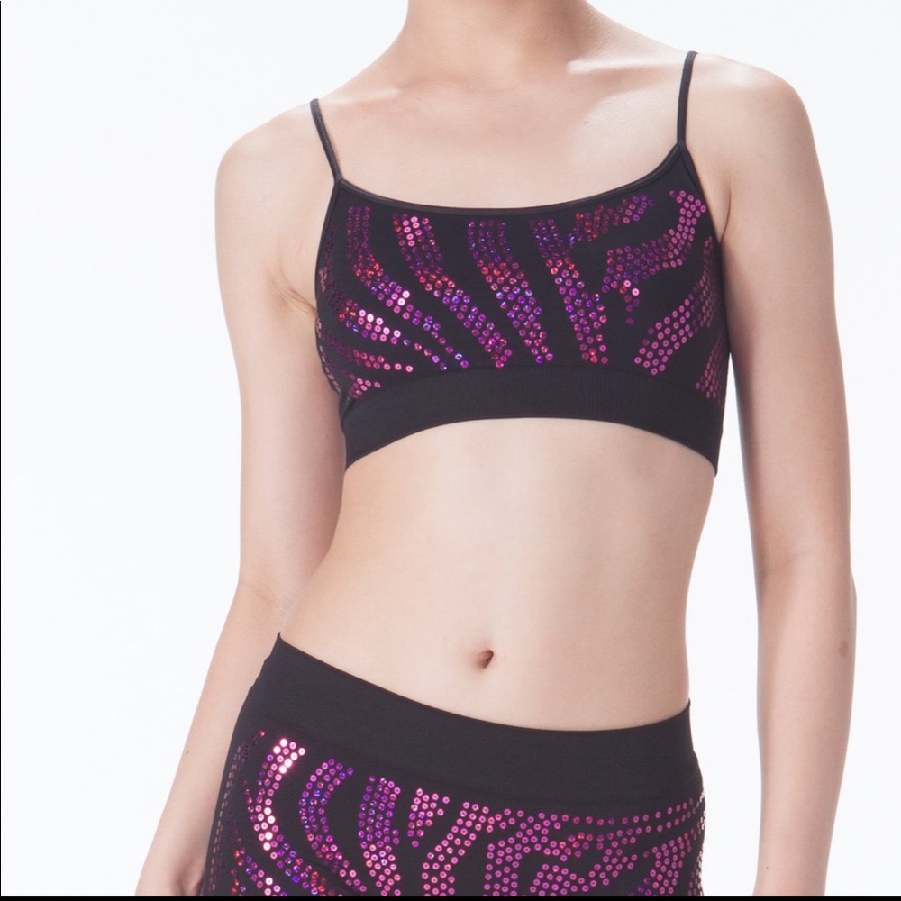 Black with pink sequins matching dancewear set